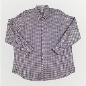 Peter Millar Gingham Check Button Down Dress Shirt Mens XXL Purple White